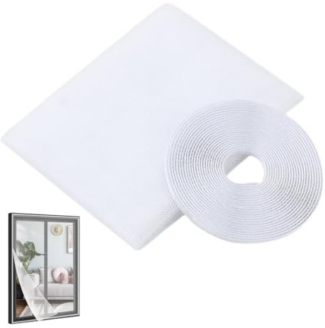 1 Pieza Mosquitera Ventana, 1,3 x 1,5m Pantalla Mosquitera Universal, Mosquiteras de Ventanas Ajustable para Bloquear, Mosquiteras de Ventanas Adhesiva, Malla de Tela Adhesiva, Con Cinta Autoadhesiva