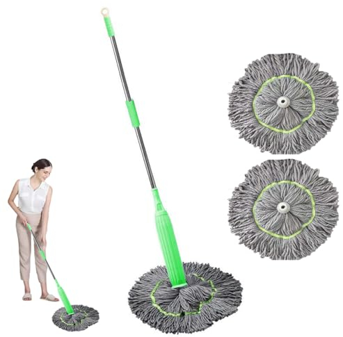 Mocio disidratato 2 in 1, mocio torsivo autostrizzante, mocio in microfibra a secco umido, con 2 testine di ricambio, per la pulizia di pavimenti in legno duro, piastrelle, vinile