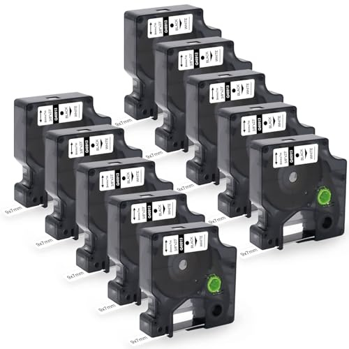 Molabel 40913 Compatible con Dymo D1 Cinta de etiquetas 9mm, repuesto para Dymo D1 Cinta de escritura S0720680 Negro sobre blanco, para LabelManager 160 210D 260P 360D, LabelWriter 400 450 Duo (10