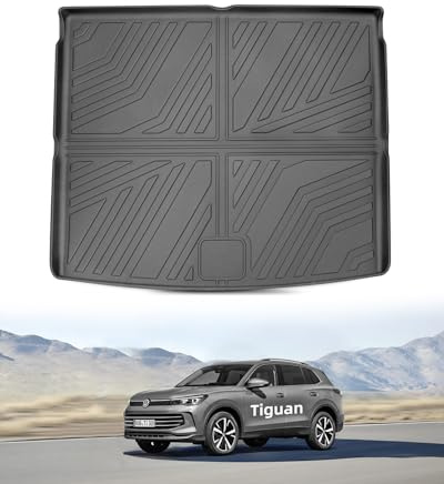 LANGBEAN Övre Mattor för Bagagelucka för VW Tiguan 3 2024 2025 2026, TPE Bagagerumsmattor Bak Tiguan III Original med Hög Kant, Halkfria och Vattentäta Tillbehör