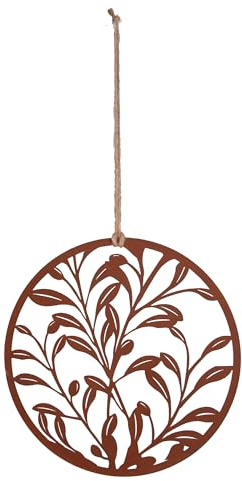 UNUS Aufhänger Olivenblätterornament aus Metall Rost zum Aufhängen 25cm | Wanddeko Türdeko