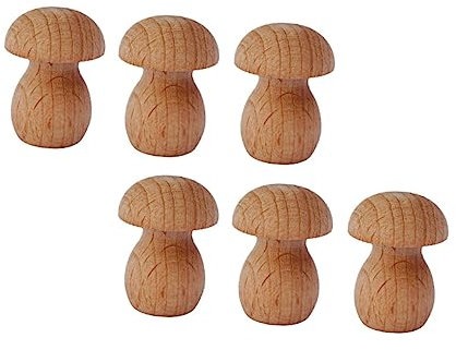 CORHAD 6stücke Mini-holzpilz Unfertiger Holzpilz Simulationspilz Pilzschmuck Gartendekoration Holz Garten Terrasse Rasen Micro Ornamente Bemalbar Diy Dekorationen