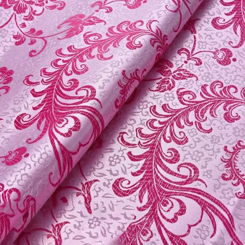 Wambere 1m Brokatstoff Breite 90cm Brokatstoff Mit Blumenmuster Dekostoff Cheongsamstoff Vintage Bastelstoffe Meterware Bekleidungsstoffe Für DIY Kunsthandwerk Nähen Kleidungsdekoration,Rosa A