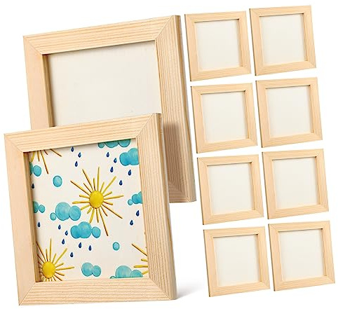 BESPORTBLE Cornice in Legno Grezzo 10x10 Cm - Set Di 10 Cornici Artigianali Per Foto - Progetti Creativi e Decorazioni Fai Da Te Ideale Per Aule Scolastiche e Hobby Artistici