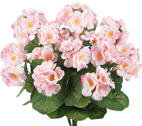 CITYES 3 Pcs Artificial Flowers Silk Geraniums for Outdoors UV Resistant Pink Artificial Geranium Bush Faux Flowers Plant Geraniums for Garden Home Decor Indoor Patio Vase Table Centerpiece