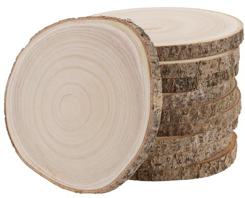 KEILEOHO 10 Stück Holzscheiben 18-20 cm, Natur Baumscheibe, 15mm Dicke Holzkreise zum Basteln, Bemalen, Deko, DIY Handwerk