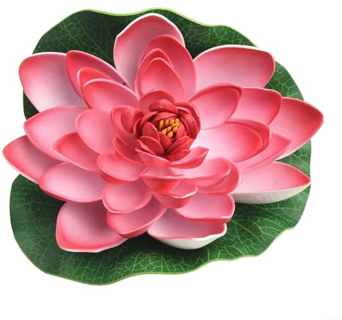 Einzigartige schwimmende Lotusblume für Wasserdekoration, künstliche Seerose für Teiche und Aquarien, 18 cm (Rosa)
