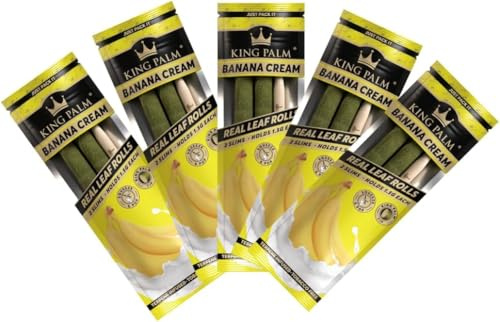 King Palm | Banana Cream | 10 Palm Leaf Rolls | Size: Slim | 5 Pack Bundle | 1 Pack = 2 Rolls