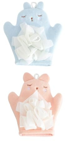 CALLARON 2pièces Gants De Bain Pour Garçon Fille Avec Design Floral Lot De Serviettes De Bain Accessoires De Légers Et Faciles à Utiliser