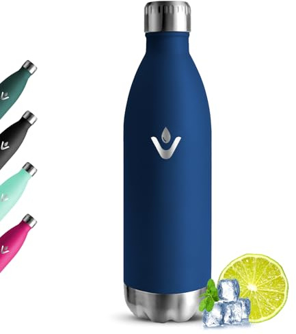 Grsta Trinkflasche Edelstahl, Trinkflasche 1l Auslaufsichere, Hält Heiß und Kalt, Isolierflasche für Kohlensäure Geeignet, Thermosflasche BPA Frei, Wasserflasche für Fahrrad, Joggen, Wandern