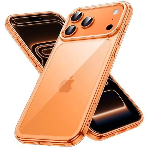 JETech Coque pour iPhone 17 Pro Max 6,9 Pouces, Étui Housse Anti-Jaunissement Antichoc Bumper, Arrière Transparente Anti-Rayures (Orange)