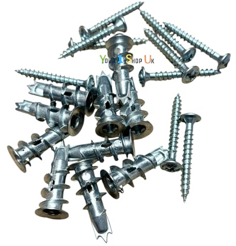 Plaster board Fixings, 10 or 30 Pack, Metal & Self Drilling Heavy Duty Plaster board Wall Plug, Metal Self-Drilling Wall Plugs and Screws Plaster board Screws with Achors (10)