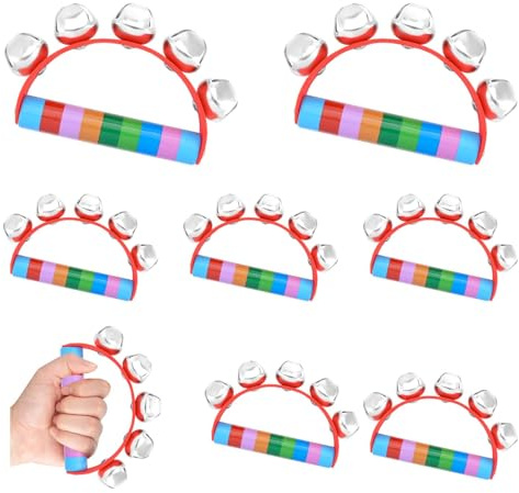 Bouiexye 8 Stücke Kinder Handglocken Hölzern Musikinstrumente für Weihnachtsfeiern Musikveranstaltungen Geburtstagsfeiern Karneval (Regenbogenfarben)