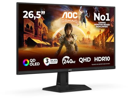 AOC Q27G41ZDF Gaming Monitor 27 Pulgadas 240Hz Panel QD-OLED, 0.03ms GtG, HDR10, G-Sync Compatible, (2560x1440 HDMI 1x 2.0 DP 1x 1.4) Negro