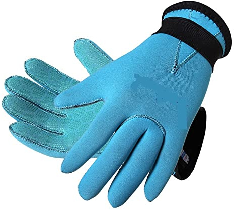 3 mm neopren Dykhandskar for barn Pojkar Flickor Varma Slitstarka Halkfria simhandskar Snorkling Surfing Skyddshandskar Varmt Och BekväMt(Blue,S)