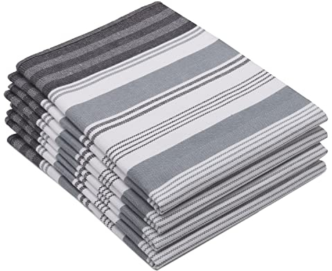 ZOLLNER 4er Set Geschirrtücher, ca. 50x70 cm, Baumwolle, grau gestreift