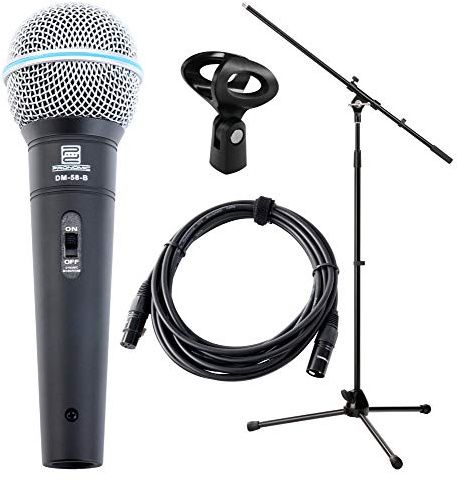 Pronomic DM-58-B Vocal Mikrofon Starter Set Mikro, XLR Kabel, Klemme | Universell einsetzbares Mikrofon für Sprache und Gesang, Besonders für DJ's, Beatbox, etc. geeignet, Ein-/Aus-Schalter, 5 kg