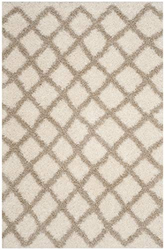 Safavieh Zottelig Teppich für Wohnzimmer, Esszimmer, Schlafzimmer - Dallas Shag Collection, Hoher Flor, Meeresschaum und Elfenbein, 91 X 152 cm
