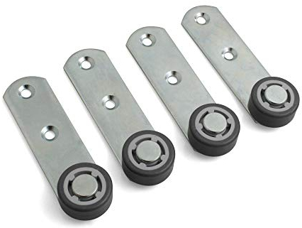 Design61 4x Hebel 100x28x3 mm mit Rolle Ø 30 x 14mm mit weicher Lauffläche Stahl verzinkt