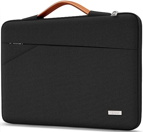TECOOL 14 Inch Laptop Sleeve Protective Case for 14 Inch HP Lenovo Dell Acer Notebook Chromebook, 15'' MacBook Air M4 M3 M2, Waterproof Computer Case Bag with Handle and Pockets, Black