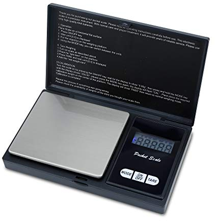 INTIRILIFE Digitale Taschenwaage in SCHWARZ - 12.8x7.8x1.9cm - Wiegefläche 6.5x7.5cm - Präzise 500g x 0,01 g- Feinwaage, elektronische Taschenwaage, kleine tragbare Schmuckwaage,Münzwaage, Goldwaage