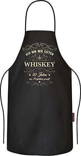 LOBO NEGRO Grillschürze Kochschürze Küchenschürze als Geschenk zum 50.Geburtstag: Wie Whisky 50 Jahre gereift reine Baumwolle