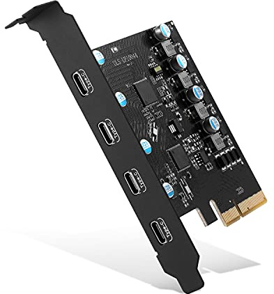 ULANSeN PCIe Gen3 x2 USB 3.2 / 3.1 Card ASM3124- PCI Express to 4-Port Type C HUB Internal Expansion Card Controller Adapter PCI Express Card Desktop PC Support Multiple INs