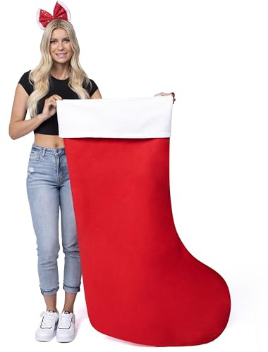 JOYIN Calza di Natale gigante da 137,2 cm, calze di Natale giganti per decorazioni natalizie, decorazioni per albero di Natale, regalo di Natale, calze di Natale in famiglia, decorazioni per feste di