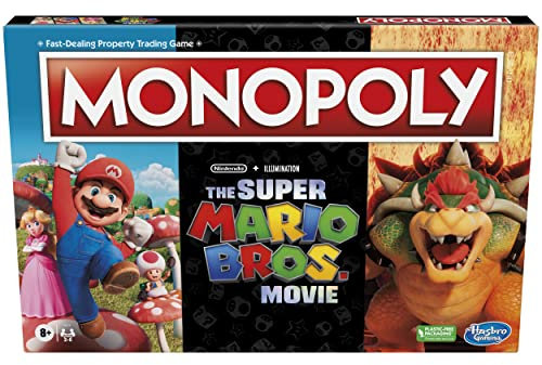 Monopoly The Super Mario Bros. Movie Edition Kids Board Game | Family Games for Super Mario Fans | Includes Bowser Token | Ages 8+ | 2-6 Players