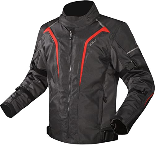 LS2 blindado Motociclista Sepang. Chaqueta Protectora Textil para Motocicleta Impermeable y Transpirable. con blindaje CE, Black Grey Red, XXL para Hombre