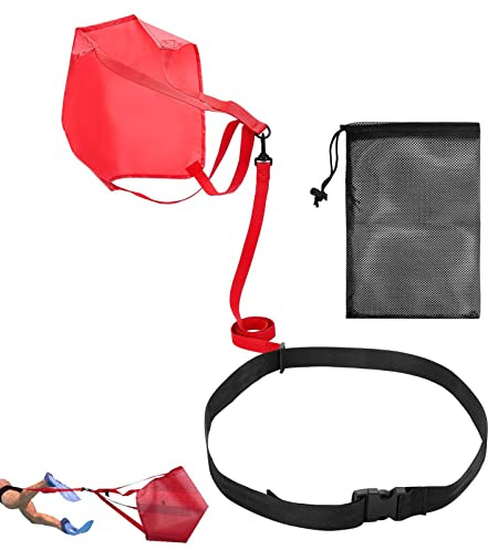 Firulab Parachute d'Natation | Ceintures Natation réglables,Appareil Musculation pour Piscine à Traction avec Poche en Filet pour Adultes