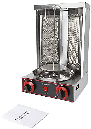 Gas Doner Kebab Maschine, Hähnchengrill Gas Vertikal Broiler Shawarma Maschine Spinnen Doner Kebab Kreisel Grill Maschine, Edelstahl, 300 * 300 * 480 mm