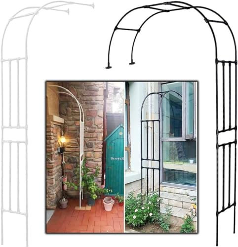 MISKYN Arche De Jardin Demi Rond, Demi-Arche en Métal, Arceau Jardin Arche A Rosiers De Style Fer Forgé, Tonnelle De Jardin Robuste, pour Plantes Grimpante,Blanc,220 * 240cm