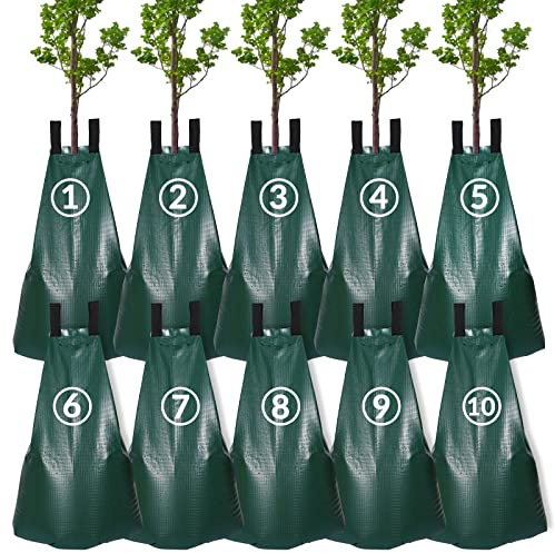 Casgee 10 Stück 75L Baumbewässerungssack, Bewässerungsbeutel UV beständigem, PVC Bewässerungssack, Baumbeutel Bewässerungssack zur Verwendung mit Dünger, strapazierfähigem Wassersack für Bäume