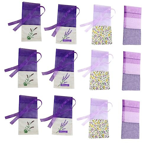 HOOTNEE 12stücke Teiliges Lavendelsäckchen Hochwertigem Organza Und Baumwollstoff Mit Floralem Druck in Verschiedenen Lilatönen Multifunktional Für Duftende Kleiderschränke Hochzeitsgesche
