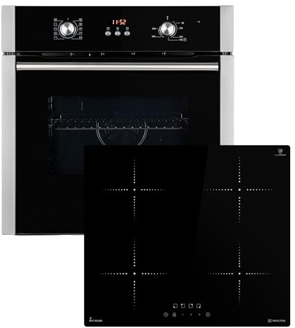 Cuisinière: 60cm Four encastrable BO8805SS + 59cm Plaque Induction IH85900RL | Gril | Air chaud | Timer automatique | Double Vitrage d'isolation thermique | Sécurité enfant | SET8805IH859RL