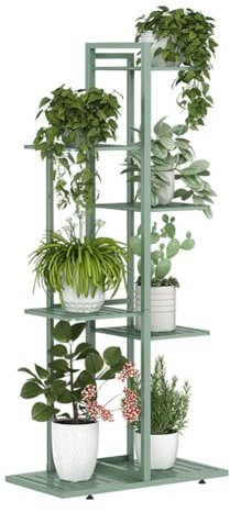 TT-YEC Floor-Standing Metal Flower Pot Stand, Simple Plant Display Stand, High Flower Stand Plant Staircase, Multi-Layer Corner Flower Stand, Indoor And Outdoor Gardening Decoration,Green(B)