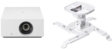 LG CineBeam HU710PW - Proyector TV 4K con SmartTV webOS 6.0, hasta 140, Fuente LED 4 Canales & Amazon Basics Tilting Projector Bracket Mount for Ceiling and Wall, 15 kg / 33lbs Capacity, White