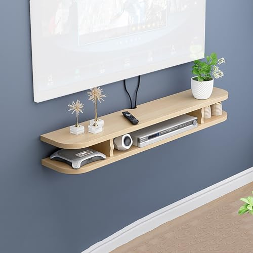 XRRJFYH 80/100/120/140/160 cm Long Meuble TV Mural Meuble Tele Suspendu Meuble Television Chambre Table Television Salon(Color:Natural,Size:80cm/32in)