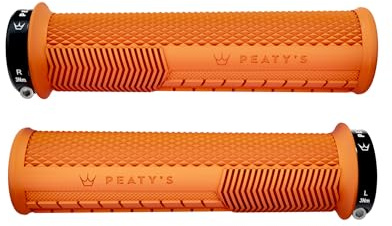 Peaty's Monarch Grips Poignées de Vélo - Poignée de Guidon Velo Moletées, Poignee Velo Ergonomique pour Le Confort, Poignée pour Guidon VTT, Enduro et Trottinette - 30-32 mm, Orange