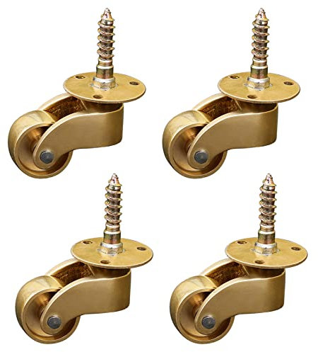 Messing-Lenkrolle, Universalrollen mit 22-mm-Rolle, 360° schwenkbare Universal-Möbelrollen, antiker Vintage-Stil, Schraubbefestigung, Tragkraft 200 kg, mit Schrauben