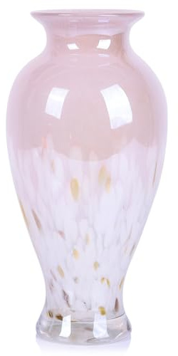 oliruim 30 cm hohe rosa-weiße geblasene Glasvase, Bunte, einzigartiges Design, breite Öffnung, Kunstdekoration für Zuhause, Wohnzimmer, Esstisch, Pampasgras-Dekor (Rosa-Weiß)