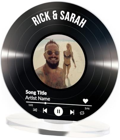 1 Personalised Upload Your Image Photo Vinyl Record Design Full Colour Circular Christmas, Mothers Day, Anniversary Picture Acrylic Plaque Ornament Gift Present 100mm Primary Teaching Services