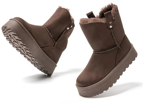 JOMIX Stivali da Donna Invernali Bassi Imbottiti con Pelliccia Sintetica MD9765