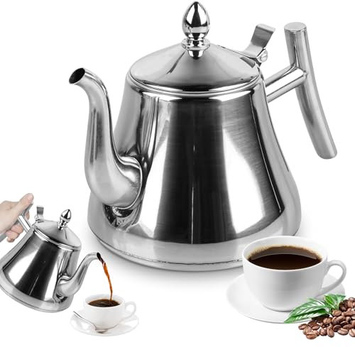 Bordeag - Tetera de Acero Inoxidable con Infusor de Doble Pared para el Hogar, Hotel, Café, Restaurante 1 L