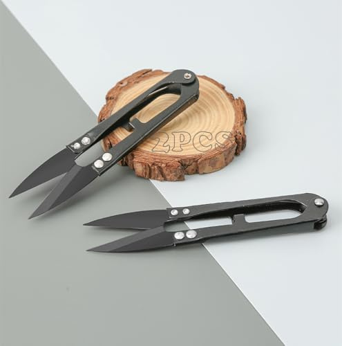 Hongmeru Lot de 2 mini ciseaux de couture en forme de U pour point de croix, cisaille à fil en acier à haute teneur en carbone, ciseaux à broder, mini tondeuse pour couper du tissu, tondeuse