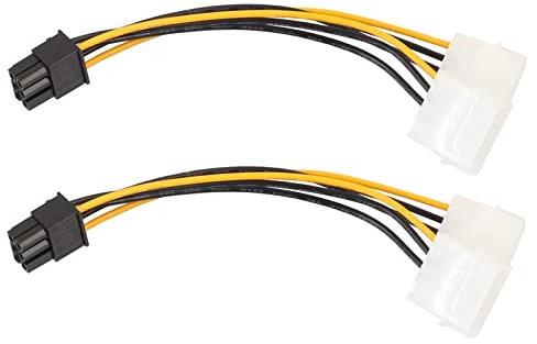 CARISSETT Cable de alimentación para tarjeta gráfica de 4 a 6 p, 6 pines a Molex de 4 pines de 1 a 2 tarjetas gráficas, divisor de 15 cm