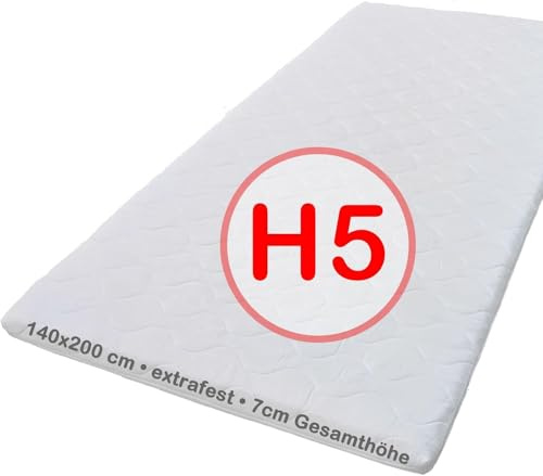Crownmiller Gigant Topper 140x200cm extra fest 7cm XXL 7-Zonen Topper | individuelle Druckentlastung | Bezug waschbar bis 60 Grad | Oeko-TEX® 100