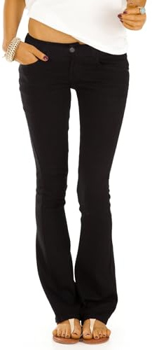 Generisch Damen Basic Boot Cut Hüftjeans - Slim FIt Schlag Jeans Hose in Schwarz - j74kw (DE/NL/SE/PL, Alphanumerisch, S, Regular, Regular, schwarz)