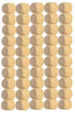 Set di Dadi Vuoti in Legno 18mm, Cubi Quadrati Beige, 50 Pezzi